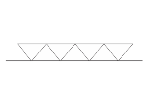 A row of four upside-down triangles sits above a horizontal line on a plain white background, evoking design elements often found in modern Blast Booths or Abrasive Media Recovery Systems.